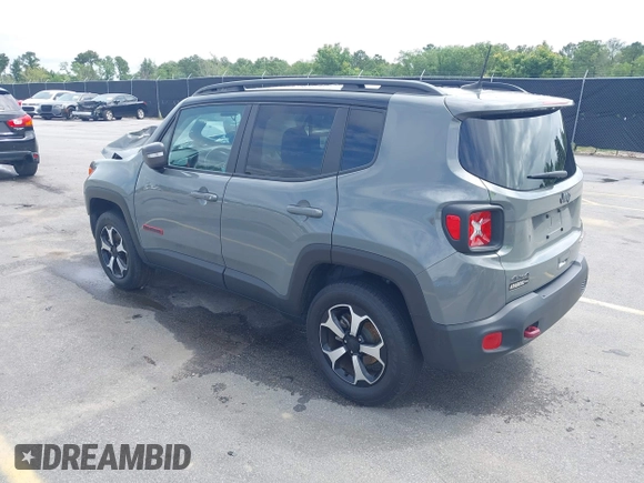 2021 Jeep Renegade Trailhawk with VIN ZACNJDC19MPN29653, listed as a IAAI auction lot 42354229 with 58,106 mi miles and . Bid and sale history available at DreamBid. Image 3.