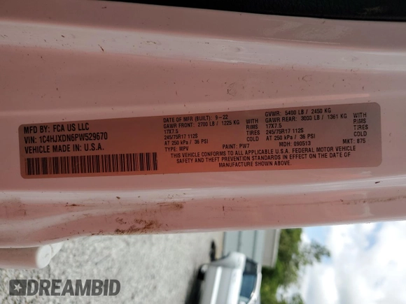 2023 Jeep Wrangler Willys with VIN 1C4HJXDN6PW529670, listed as a Copart auction lot 59550535 with 48,670 mi miles and Salvage title. Bid and sale history available at DreamBid. Image 13.