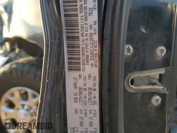 2018 Ram 2500 Tradesman with VIN 3C6UR4CL4JG120702, listed as a Copart auction lot 55794825 with 218,106 mi miles and Salvage title. Bid and sale history available at DreamBid. Image 12.