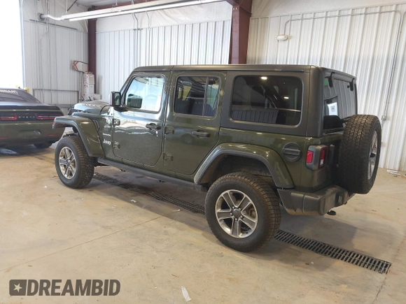 2021 Jeep Wrangler Unlimited Sahara z VIN 1C4HJXEN2MW592565, wystawiony jako IAAI lot #41956072 z przebiegiem 95 504 mil mil oraz . Historia ofert i sprzedaży dostępna na DreamBid. Obrazek 3.
