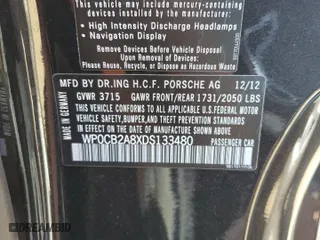 2013 Porsche Boxster S with VIN WP0CB2A8XDS133480, listed as a Copart auction lot 70601174 with 45,638 mi miles and Salvage Title. Bid and sale history available at carsss.com. Image 12.