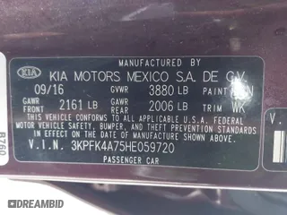 2017 Kia Forte LX with VIN 3KPFK4A75HE059720, listed as a IAAI auction lot 41892406 with 97,327 mi miles. Bid and sale history available at carsss.com. Image 9.