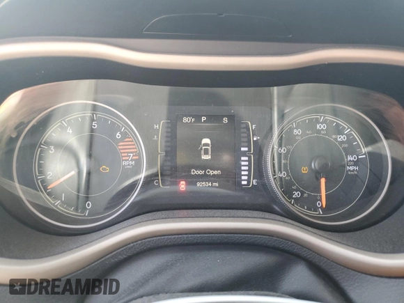 2017 Jeep Cherokee Sport with VIN 1C4PJLAB6HW669413, listed as a Copart auction lot 49135175 with 92,534 mi miles and Salvage Title. Bid and sale history available at carsss.com. Image 9.