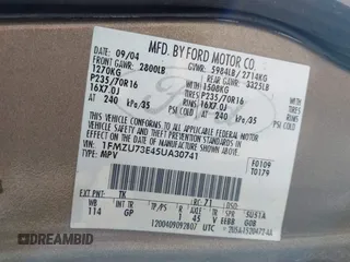 2005 Ford Explorer XLT z VIN 1FMZU73E45UA30741, wystawiony jako IAAI lot #42489994 z przebiegiem Nie podano mil oraz . Historia ofert i sprzedaży dostępna na DreamBid. Obrazek 9.