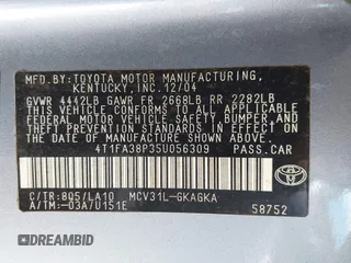 2005 Toyota Solara SE с VIN 4T1FA38P35U056309, выставлен на аукционе IAAI как лот 42532011 с пробегом 233 802 миль миль и . История ставок и продаж доступна на DreamBid. Изображение 9.
