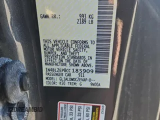 2012 Nissan Altima 3.5 SR with VIN 1N4BL2EP8CC185909, listed as a Copart auction lot 54571915 with 154,088 mi miles and Clean Title. Bid and sale history available at carsss.com. Image 10.
