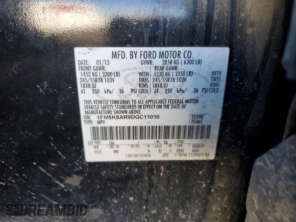 2013 Ford Utility Police Interceptor with VIN 1FM5K8AR9DGC11010, listed as a Copart auction lot 79427274 with 156,608 mi miles and Salvage Title. Bid and sale history available at carsss.com. Image 14.