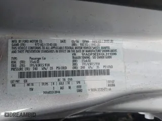2016 Ford Focus S with VIN 1FADP3E2XGL311099, listed as a IAAI auction lot 41855282 with 196,444 mi miles. Bid and sale history available at carsss.com. Image 9.