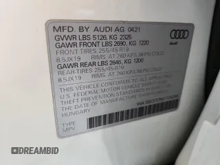 2021 Audi Q3 S line Premium Plus with VIN WA1EECF37M1124299, listed as a Copart auction lot 59994915 with 27,800 mi miles and Salvage title. Bid and sale history available at DreamBid. Image 14.