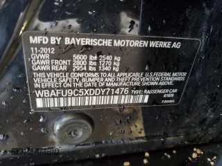2013 BMW 5 Series 550i xDrive with VIN WBAFU9C5XDDY71476, listed as a Copart auction lot 49231685 with 165,909 mi miles and Salvage Title. Bid and sale history available at carsss.com. Image 13.