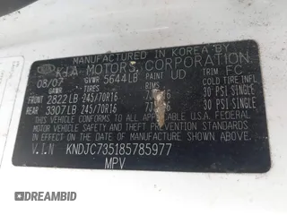 2008 Kia Sorento LX with VIN KNDJC735185785977, listed as a IAAI auction lot 42237098 with 145,231 mi miles and . Bid and sale history available at DreamBid. Image 9.