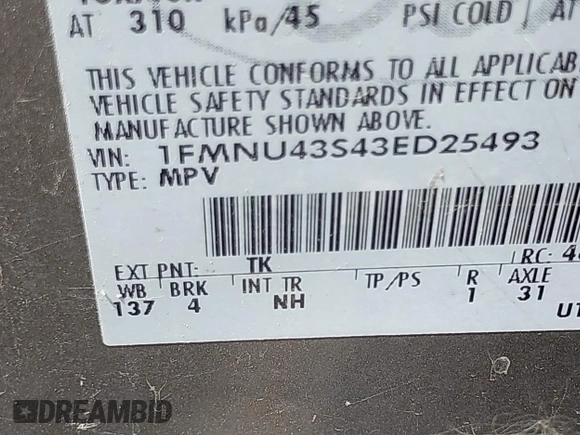 2003 Ford Excursion Limited z VIN 1FMNU43S43ED25493, wystawiony jako IAAI lot #42203333 z przebiegiem Nie podano mil oraz . Historia ofert i sprzedaży dostępna na DreamBid. Obrazek 9.