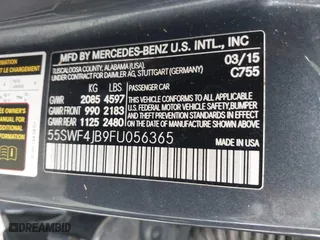 2015 Mercedes-Benz C-Class C 300 with VIN 55SWF4JB9FU056365, listed as a IAAI auction lot 41549063 with 119,106 mi miles. Bid and sale history available at carsss.com. Image 9.