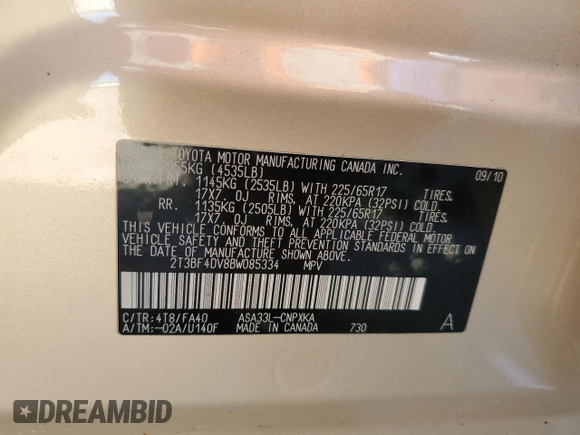 2011 Toyota RAV4 with VIN 2T3BF4DV8BW085334, listed as a Copart auction lot 45530745 with 145,236 mi miles and Salvage Title. Bid and sale history available at carsss.com. Image 15.