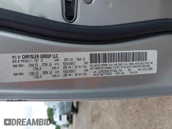 2013 Dodge Journey SXT with VIN 3C4PDDBG4DT571469, listed as a IAAI auction lot 42104433 with 166,068 mi miles and . Bid and sale history available at DreamBid. Image 9.