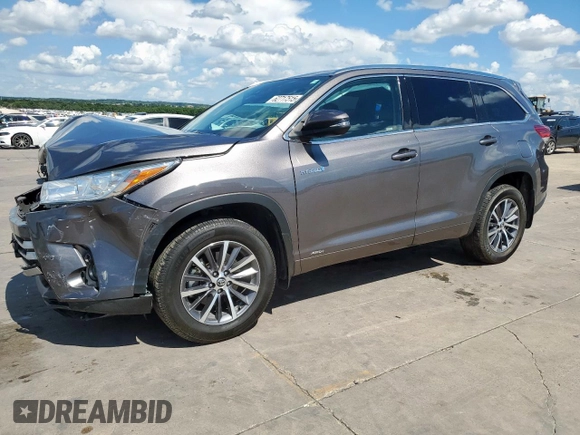 2018 Toyota Highlander Hybrid XLE with VIN 5TDJGRFH1JS045075, listed as a Copart auction lot 62717515 with 81,774 mi miles and Salvage title. Bid and sale history available at DreamBid. Image 1.