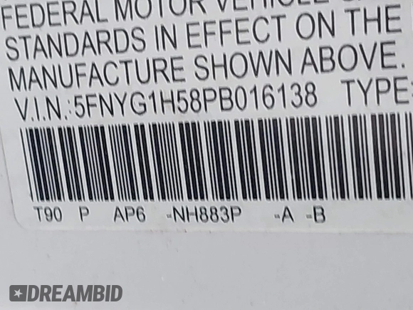 2023 Honda Pilot EX-L with VIN 5FNYG1H58PB016138, listed as a IAAI auction lot 40591717 with 10,068 mi miles and . Bid and sale history available at DreamBid. Image 9.
