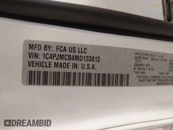 2021 Jeep Cherokee Latitude с VIN 1C4PJMCB4MD133813, выставлен на аукционе IAAI как лот 41269707 с пробегом 94 697 миль миль и . История ставок и продаж доступна на DreamBid. Изображение 9.