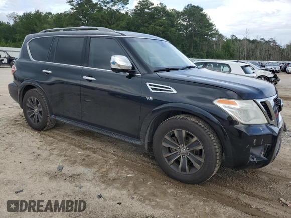 2017 Nissan Armada Platinum with VIN JN8AY2NF9H9302856, listed as a Copart auction lot 60226345 with 116,336 mi miles and Salvage title. Bid and sale history available at DreamBid. Image 4.