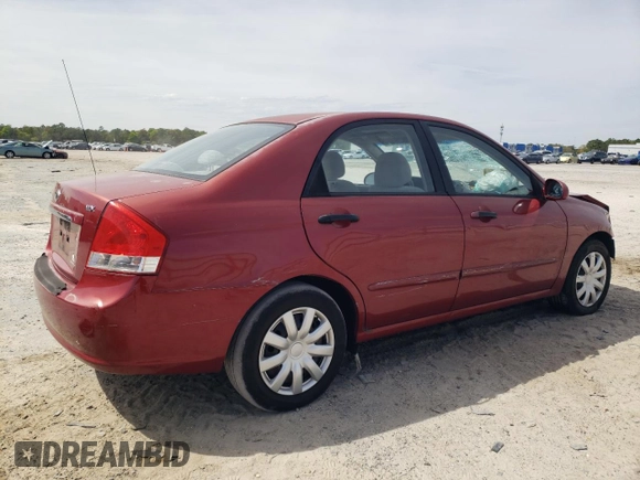 2009 Kia Spectra EX with VIN KNAFE221195634069, listed as a Copart auction lot 46187164 with 180,655 mi miles and Salvage Title. Bid and sale history available at carsss.com. Image 3.