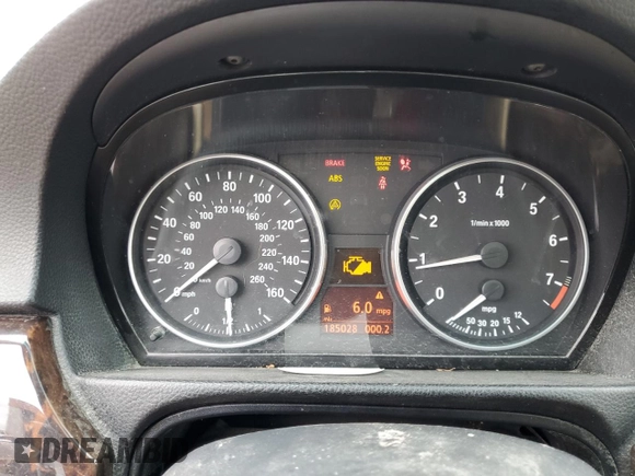 2007 BMW 3 Series 328xi with VIN WBAVC93517KZ71576, listed as a Copart auction lot 53523475 with 185,028 mi miles and Salvage title. Bid and sale history available at DreamBid. Image 9.