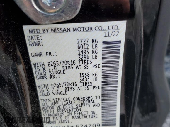 2023 Nissan Frontier S с VIN 1N6ED1CL8PN624709, выставлен на аукционе Copart как лот 56219235 с пробегом 48 489 миль миль и Списание • Salvage title. История ставок и продаж доступна на DreamBid. Изображение 12.