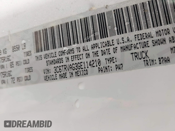 2016 Ram ProMaster Cargo with VIN 3C6TRVAG3GE114210, listed as a IAAI auction lot 40809607 with 181,272 mi miles and . Bid and sale history available at DreamBid. Image 9.