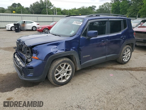 2020 Jeep Renegade Latitude with VIN ZACNJABB3LPL01302, listed as a Copart auction lot 57945085 with 101,515 mi miles and Salvage title. Bid and sale history available at DreamBid. Image 1.