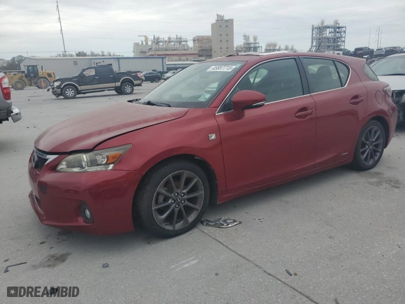 2013 Lexus CT 200h Hybrid with VIN JTHKD5BH8D2124443, listed as a Copart auction lot 45887715 with 0 miles and Salvage Title. Bid and sale history available at carsss.com. Image 1.