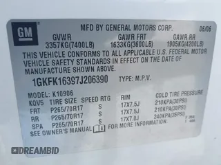 2007 GMC Yukon XL SLT with VIN 1GKFK16397J206390, listed as a IAAI auction lot 41358459 with 237,984 mi miles. Bid and sale history available at carsss.com. Image 9.