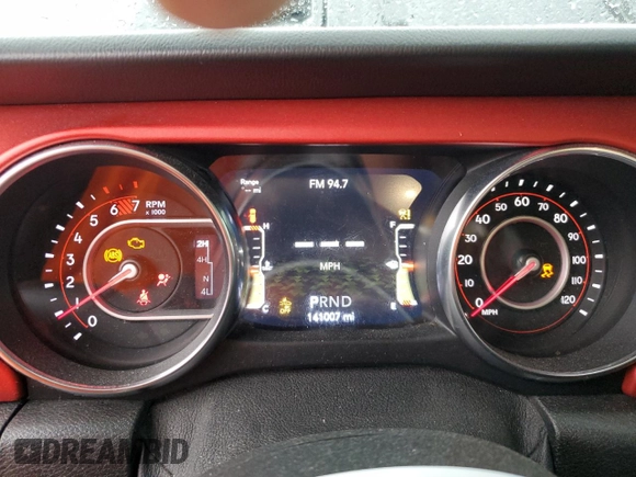 2019 Jeep Wrangler Unlimited Rubicon with VIN 1C4HJXFN6KW665805, listed as a Copart auction lot 45424005 with 141,007 mi miles and Salvage title. Bid and sale history available at DreamBid. Image 9.