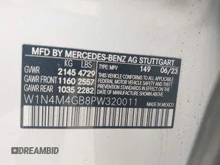 2023 Mercedes-Benz GLB 250 с VIN W1N4M4GB8PW320011, выставлен на аукционе IAAI как лот 41310606 с пробегом 19 091 миль миль и . История ставок и продаж доступна на DreamBid. Изображение 9.