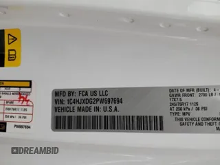 2023 Jeep Wrangler Sport with VIN 1C4HJXDG2PW697694, listed as a Copart auction lot 47454245 with Not Provided miles and Non Repairable. Bid and sale history available at DreamBid. Image 12.