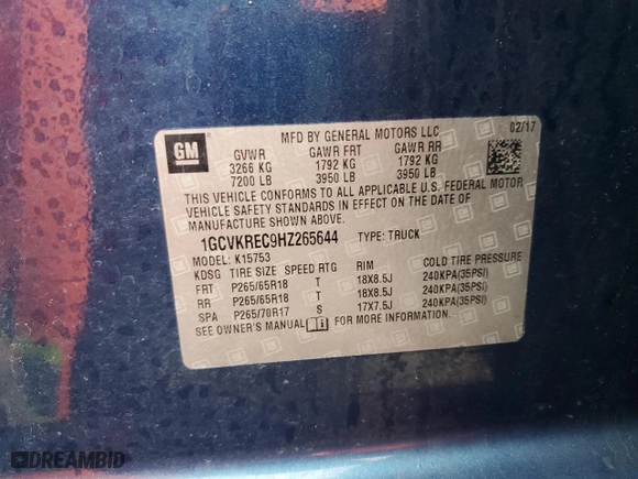 2017 Chevrolet Silverado 1500 LT with VIN 1GCVKREC9HZ265644, listed as a Copart auction lot 43423795 with 187,259 mi miles and Salvage Title. Bid and sale history available at carsss.com. Image 14.