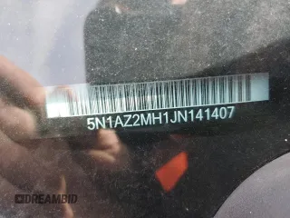 2018 Nissan Murano SL with VIN 5N1AZ2MH1JN141407, listed as a Copart auction lot 49082455 with 92,050 mi miles and Salvage Title. Bid and sale history available at DreamBid. Image 13.