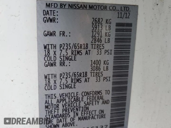2013 Nissan Pathfinder SL with VIN 5N1AR2MM0DC616137, listed as a Copart auction lot 53028585 with 125,818 mi miles and Salvage Title. Bid and sale history available at carsss.com. Image 13.