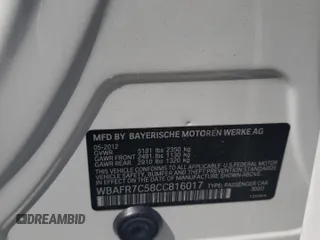 2012 BMW 5 Series 535i z VIN WBAFR7C58CC816017, wystawiony jako Copart lot #55061015 z przebiegiem 101 493 mil mil oraz Szkoda całkowita • Salvage title. Historia ofert i sprzedaży dostępna na DreamBid. Obrazek 12.