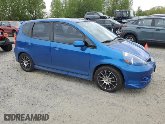 2007 Honda Fit Sport with VIN JHMGD38617S032997, listed as a Copart auction lot 54865225 with 182,428 mi miles and Salvage Title. Bid and sale history available at carsss.com. Image 4.
