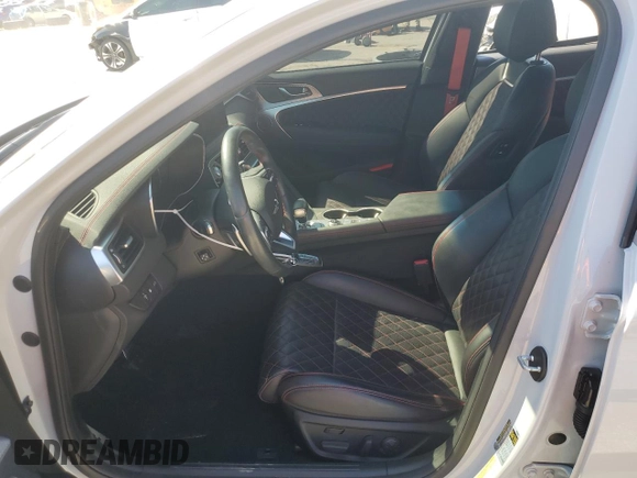 2022 Genesis G70 3.3T with VIN KMTG54TE8NU085587, listed as a Copart auction lot 57897535 with 23,785 mi miles and Salvage title. Bid and sale history available at DreamBid. Image 7.