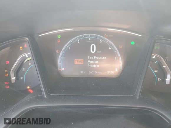 2019 Honda Civic LX with VIN 2HGFC2F66KH585479, listed as a Copart auction lot 53737065 with 65,124 mi miles and Salvage Title. Bid and sale history available at DreamBid. Image 9.