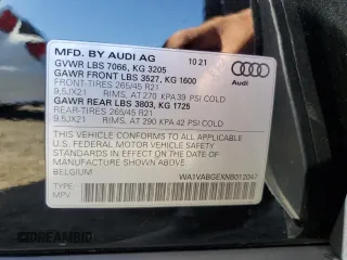 2022 Audi e-tron Chronos with VIN WA1VABGEXNB012047, listed as a Copart auction lot 73431754 with 13,902 mi miles and Salvage Title. Bid and sale history available at DreamBid. Image 13.