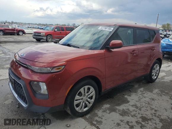 2020 Kia Soul S with VIN KNDJ23AUXL7122250, listed as a Copart auction lot 52758195 with 55,572 mi miles and Salvage Title. Bid and sale history available at carsss.com. Image 1.