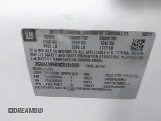 2012 GMC Terrain SLT-2 with VIN 2GKALWEK4C6131599, listed as a IAAI auction lot 41305518 with 152,976 mi miles. Bid and sale history available at carsss.com. Image 9.