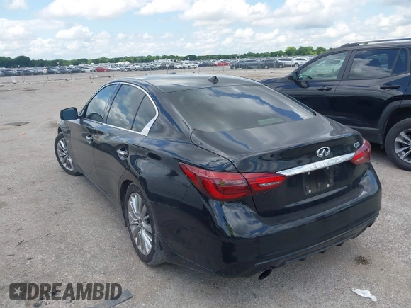 2019 Infiniti Q50 Luxe with VIN JN1EV7AP3KM519702, listed as a IAAI auction lot 42353533 with 46,371 mi miles and . Bid and sale history available at DreamBid. Image 3.