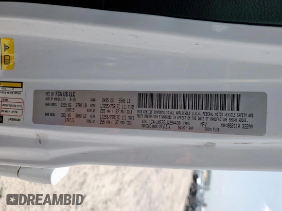 2018 Jeep Wrangler Unlimited Sahara with VIN 1C4HJXEG5JW294430, listed as a Copart auction lot 63057595 with 86,609 mi miles and Salvage title. Bid and sale history available at DreamBid. Image 13.