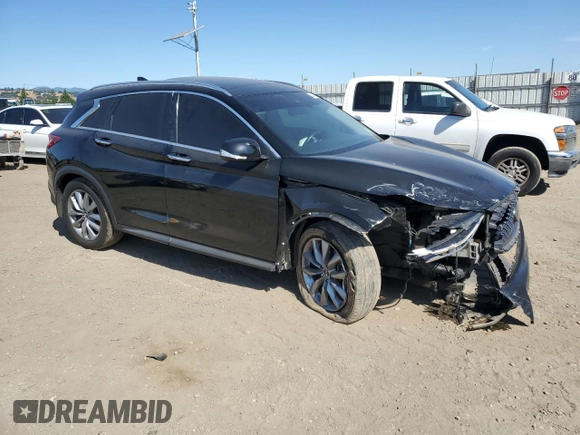 2019 Infiniti QX50 Luxe with VIN 3PCAJ5M11KF135820, listed as a Copart auction lot 58024215 with 64,340 mi miles and Salvage title. Bid and sale history available at DreamBid. Image 4.