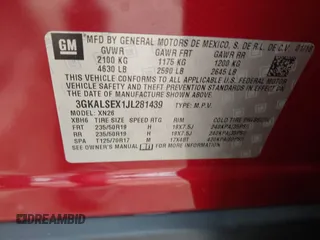 2018 GMC Terrain Denali with VIN 3GKALSEX1JL281439, listed as a IAAI auction lot 42193402 with 97,563 mi miles and . Bid and sale history available at DreamBid. Image 9.
