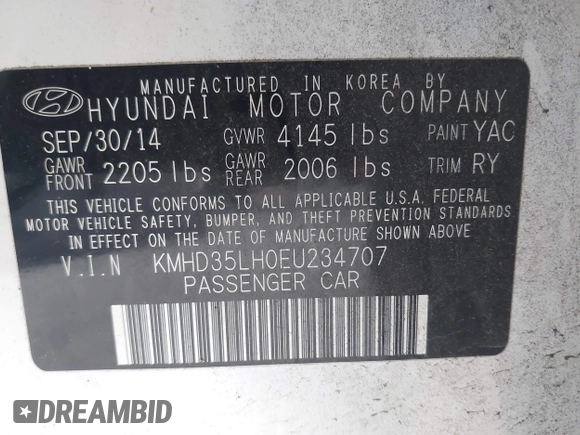 2014 Hyundai Elantra GT with VIN KMHD35LH0EU234707, listed as a IAAI auction lot 42046837 with 47,447 mi miles. Bid and sale history available at carsss.com. Image 9.