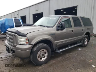2005 Ford Excursion Limited with VIN 1FMSU43P65EA57791, listed as a Copart auction lot 46284045 with 150,105 mi miles and Salvage Title. Bid and sale history available at DreamBid. Image 1.