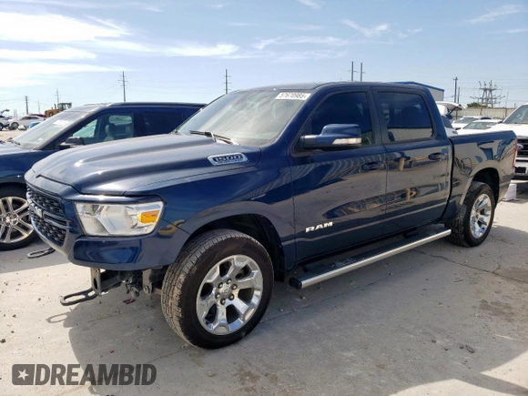 2022 Ram 1500 Big Horn z VIN 1C6SRFFT0NN379571, wystawiony jako Copart lot #57670985 z przebiegiem 38 874 mil mil oraz Szkoda całkowita • Salvage title. Historia ofert i sprzedaży dostępna na DreamBid. Obrazek 1.